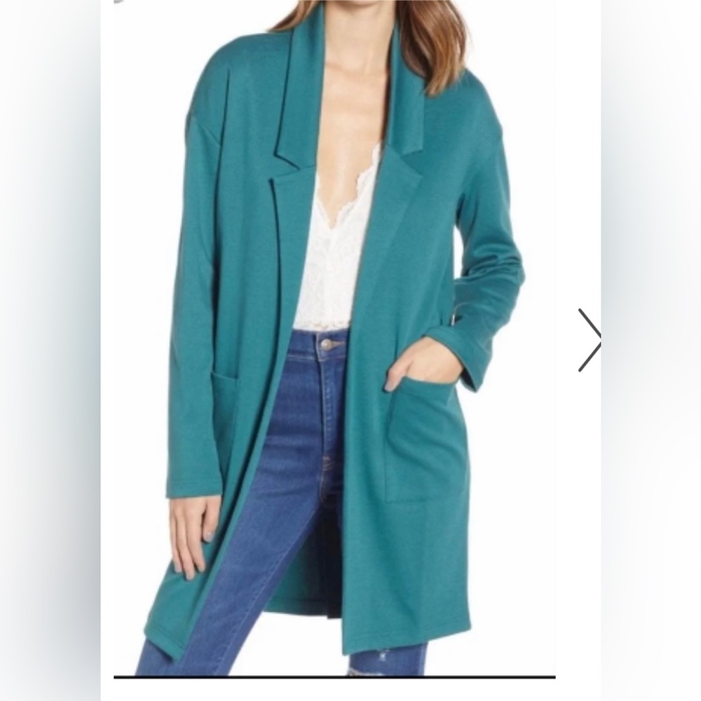 Leith teal knit blazer